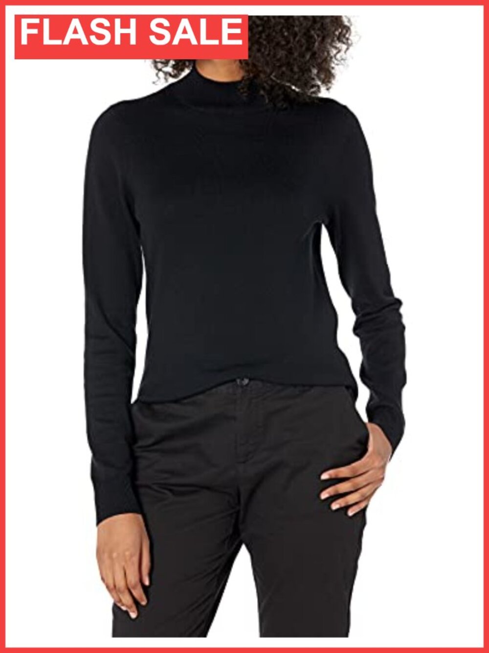 Essentials Women's Lightweight Cotton Blend Mock Neck Pullover Sweater